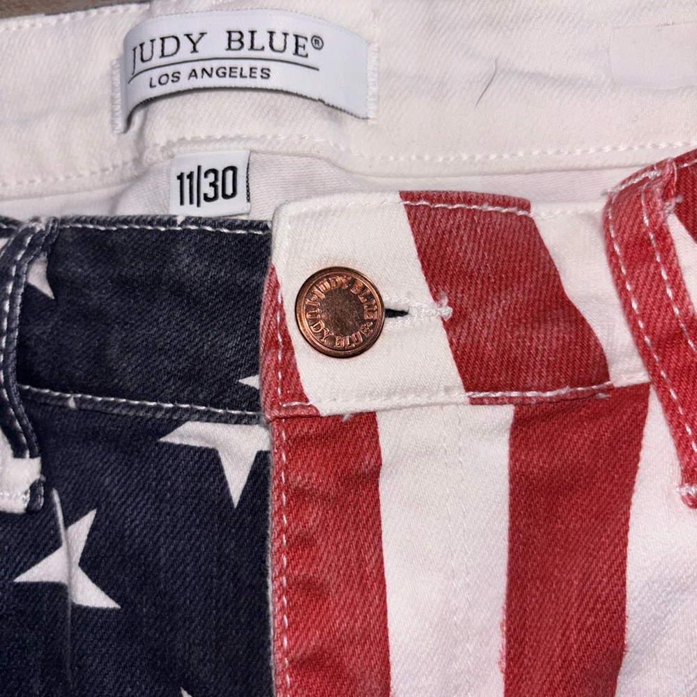 Judy Blue Patriotic Stars & Stripes Bootcut Jeans - Navy, Red, White - Picture 3 of 4